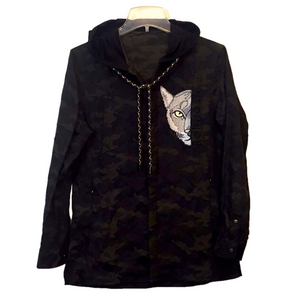 BOINIGAN VANITA CAMO cotton shirt with hoodie Small Pit to Pit 19 1/2",